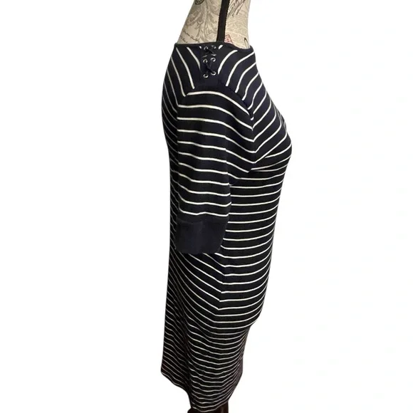Ralph Lauren Striped Navy and White Midi Dress - Picture 2 of 8
